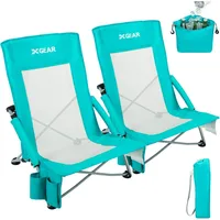 High Back Folding Beach Chair with Detachable Cooler Bag Back Mesh Back Sand,Travel,Support Up to 350 lbs 2pc Camping Chair 1