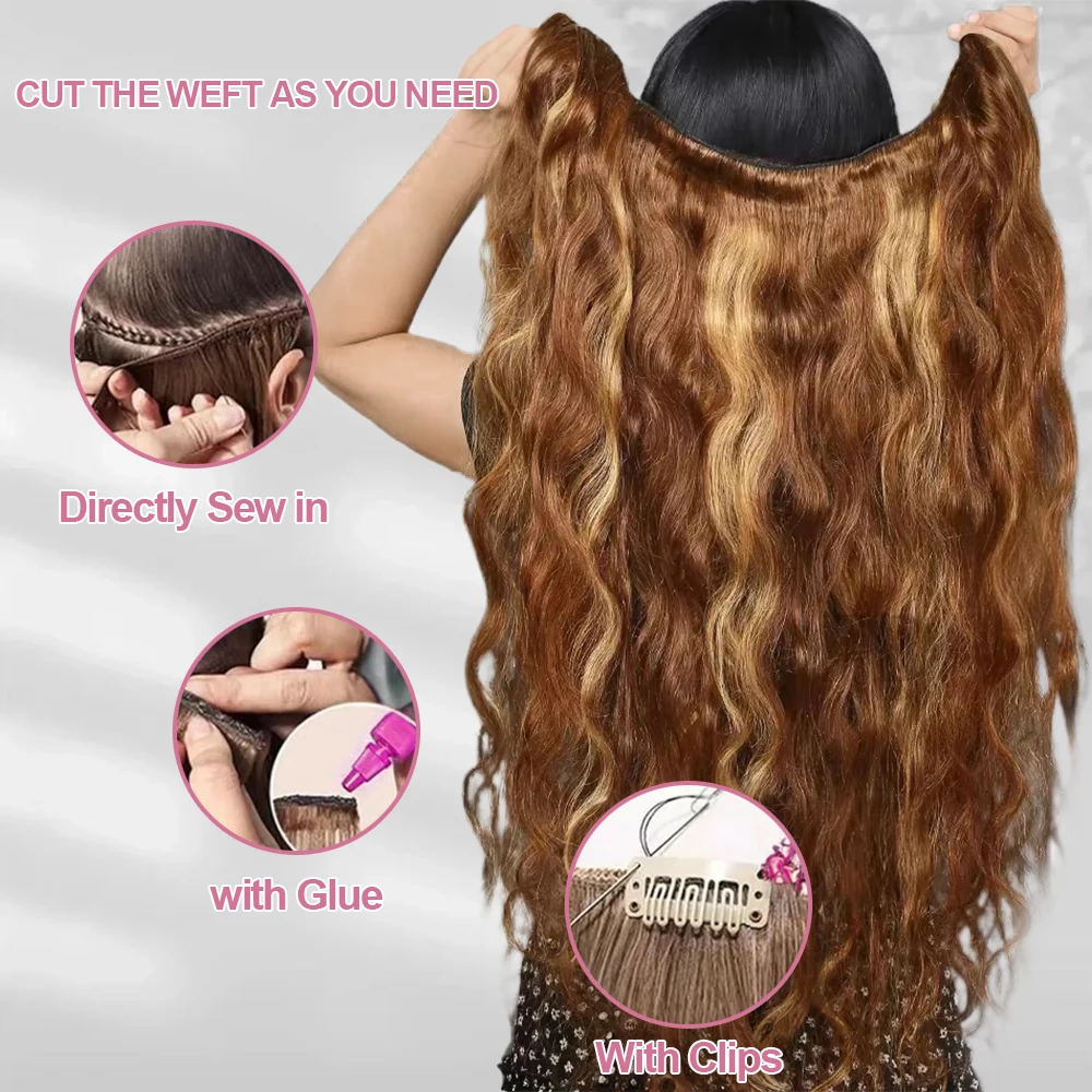 Body Wave Highlight Raw Bundles human hair extensions Human Hair 4/27 Colored Brazilian Hair Extensions Quick Weaves Water Wave Bundles 3