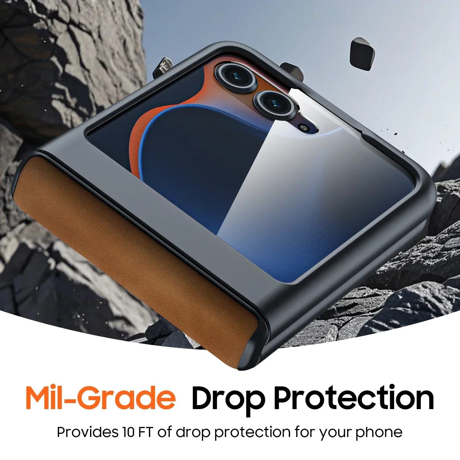 Premium Brown PU Leather Matte Phone Case with Screen Protector - Shockproof and Sleek Design