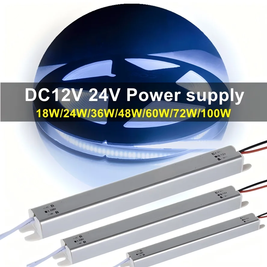Strip แหล่งจ่ายไฟ 100W AC 220V TO DC 12V 24V IP20 กันน้ํากันฝุ่นอลูมิเนียม Light Strip DRIVER Transformer 1