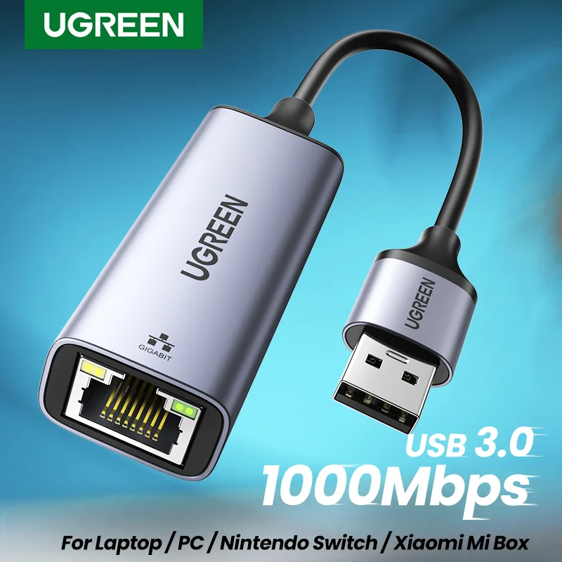 Ugreen-usb 3.0 Adaptador Ethernet Placa de Rede para Usb Rj45 Lan para pc Windows 10 Xiaomi mi Box s Nintendo Switch