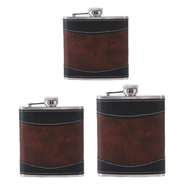 Description Picture 2 of itemPU Surface Retro 6-8Oz Portable Flagon Family Outdoor Travel Multi-Purpose Exquisite Wine Bottle Practical Gift Hip Flask