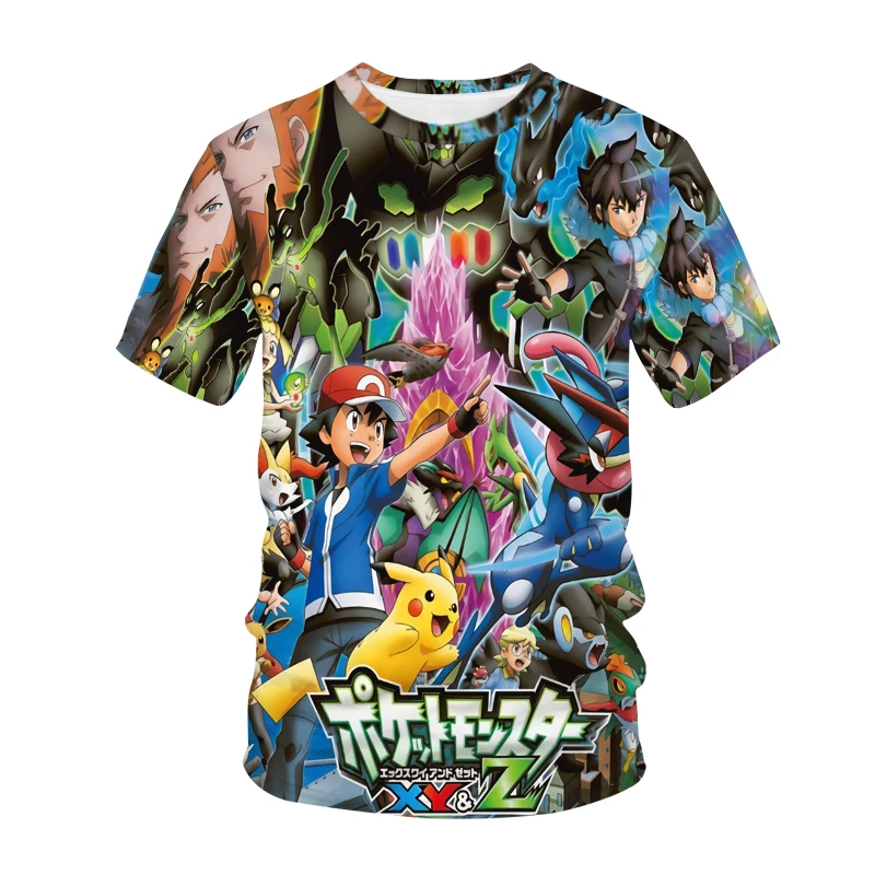 3d pokemon T-shirt kid pokemon Shirt Print Anime Tshirt Printed Harajuku Funny T shirts boys girls Clothing summer Cool tops black long sleeve shirt