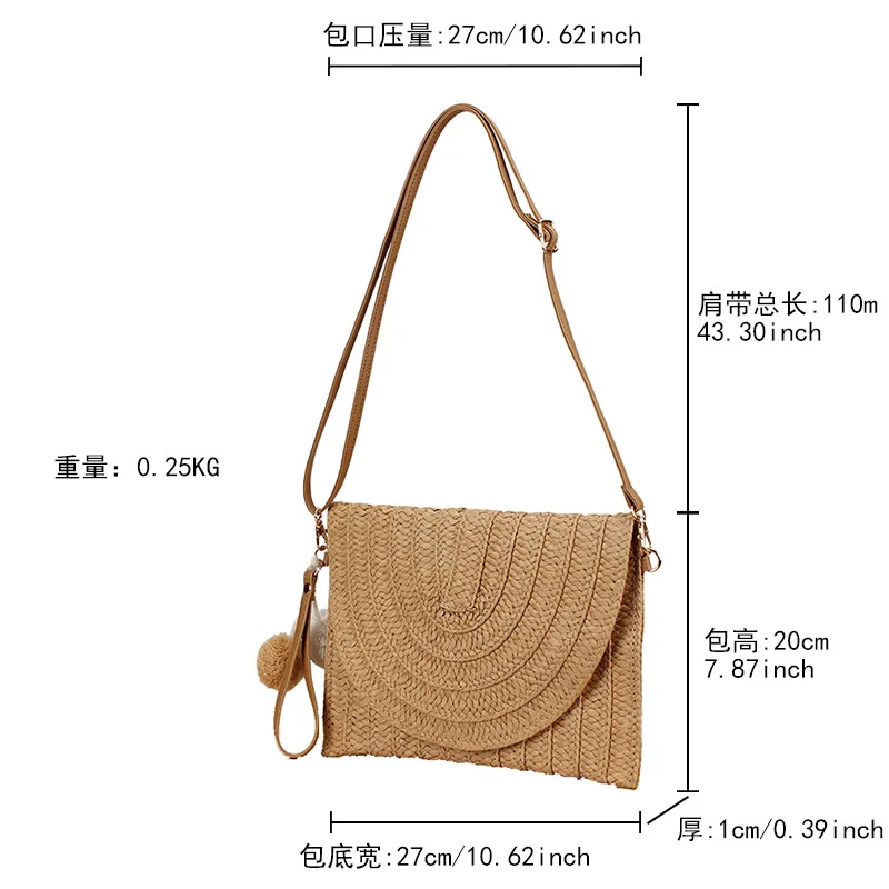 French high-end Western style simple multifunctional handmade woven bag, forest style hollow grass woven bag, beach vacation sho
