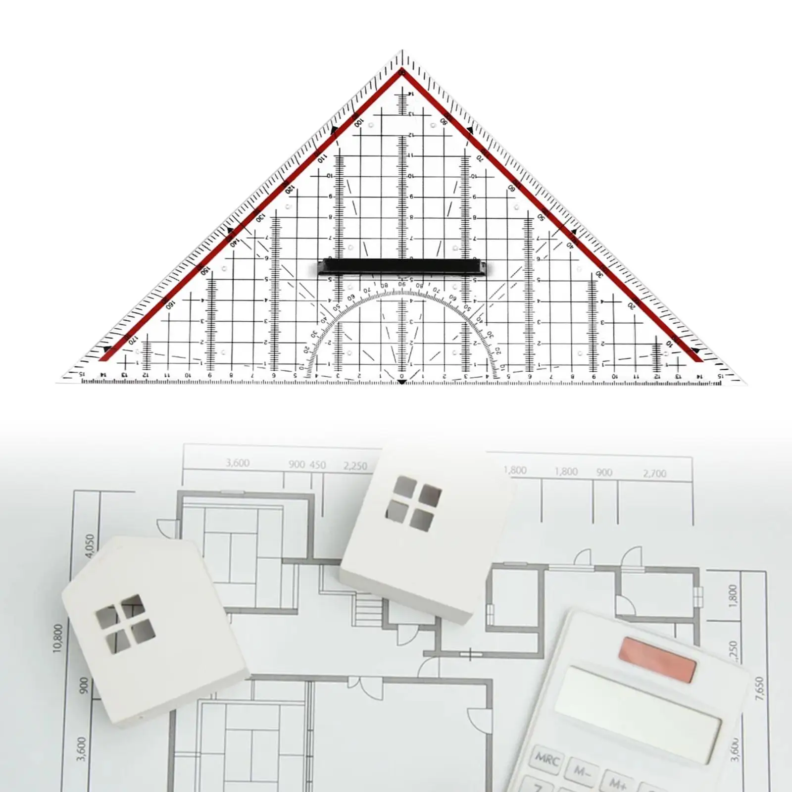 Durable Acrylic Folding Ruler Square Triangle Rulers DIY Tool with Handle