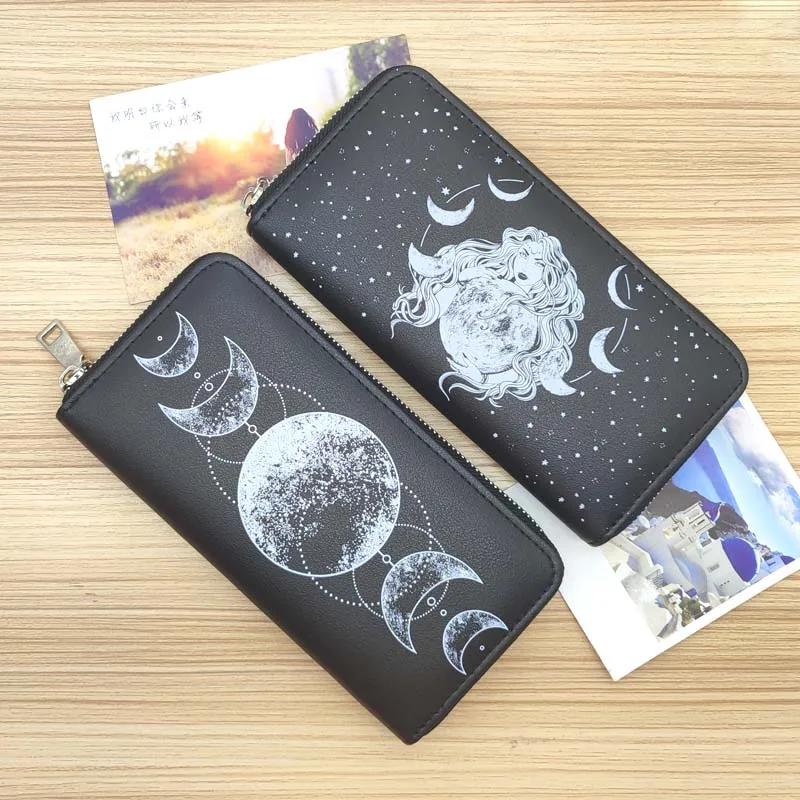 New Women's Wallet Moon Goddess Printing Long Zipper Purse Fashion Simple Large Capacity Mobile Phone Coin Purse Card Holder