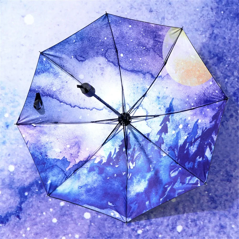 Starry Sky Automatic Umbrella Uv Protection Windproof Strong Umbrella for Women Cute Parasol Durable mini umbrella folding umbrella automatic umbrella mini sun umbrella wind resistant umbrella sun umbrella automatic sun umbrella windproof umbrella