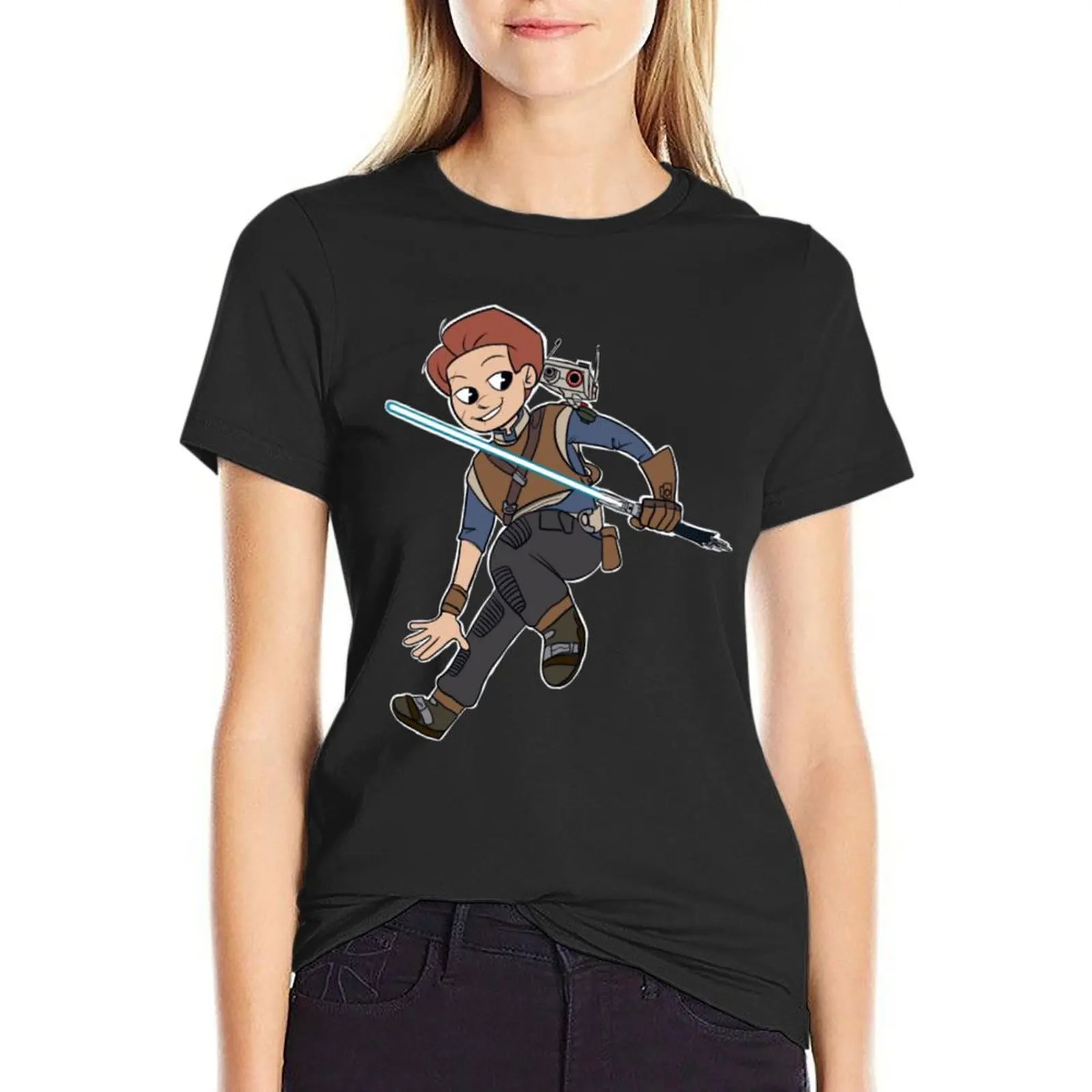 

Cal and BD-1 T-Shirt tops oversized hippie clothes anime clothes graphic t-shirts for Women