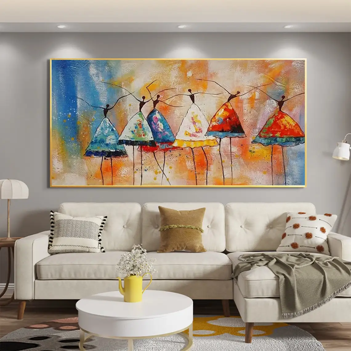 

Abstract Ballerina Oil Painting On Canvas Colorful Dress Ballet Dancer Texture Acrylic Painting Figurative Wall Art Home Decor