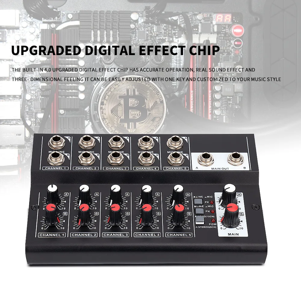 MIX5210 10-Channel Mixing Console audio mixer For Recording DJ Network Live Broadcast Karaoke