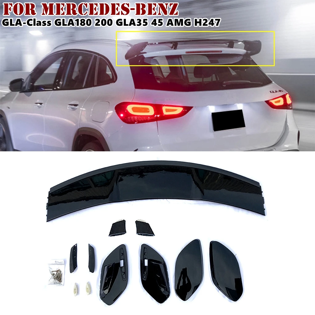 

Gloss Black Car Rear Roof Spoiler Window Wing Splitter Trim For Mercedes-Benz GLA-Class GLA180 200 GLA35 45 AMG H247 2020+