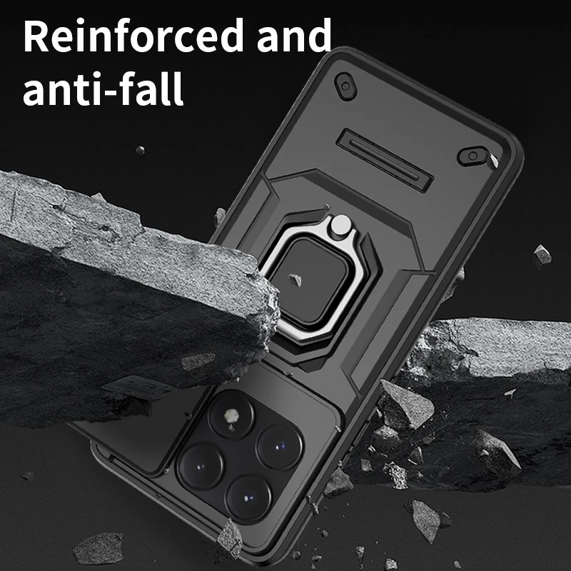 Slide Lens Armor Phone Case with Magnetic Holder - Durable Back Cover