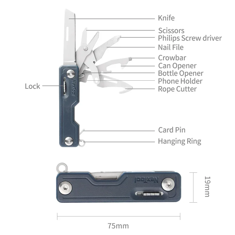 Nextool 10 In 1 Tools Multifunction Unpack Knife Scissors Screwdriver Folding Fruit Camp Tool Outdoor Survive Clip Sharp Cutter