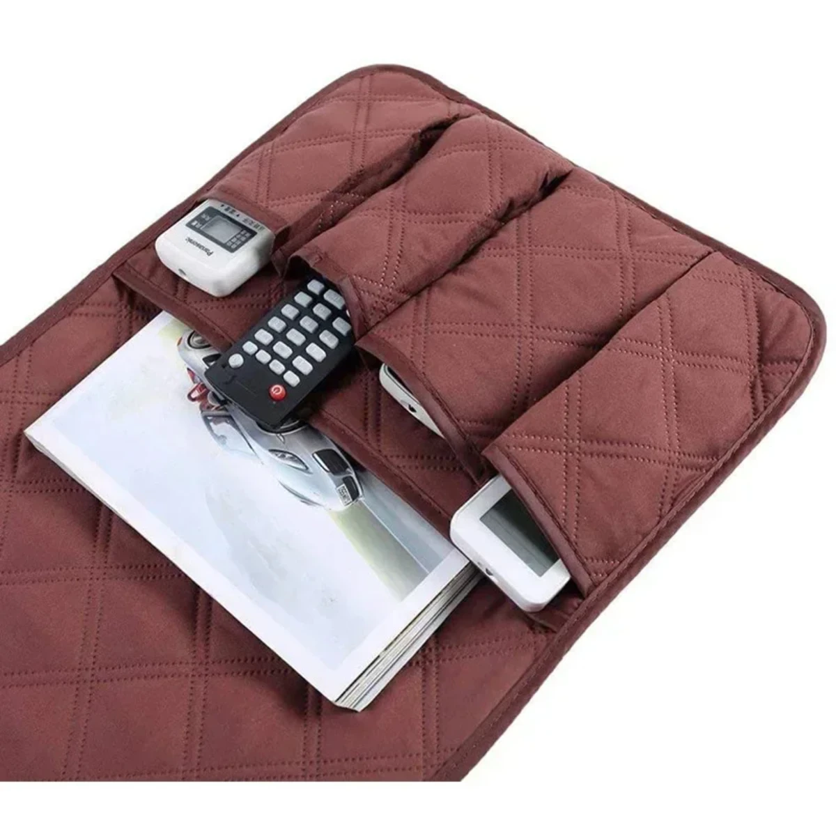 Sofa Armrest Organizer with 5 Pockets and Cup Holder Tray Couch Armchair Hanging Bag TV Remote Control Cellphone