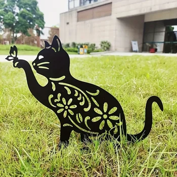Hollow Cat Garden Stake 1