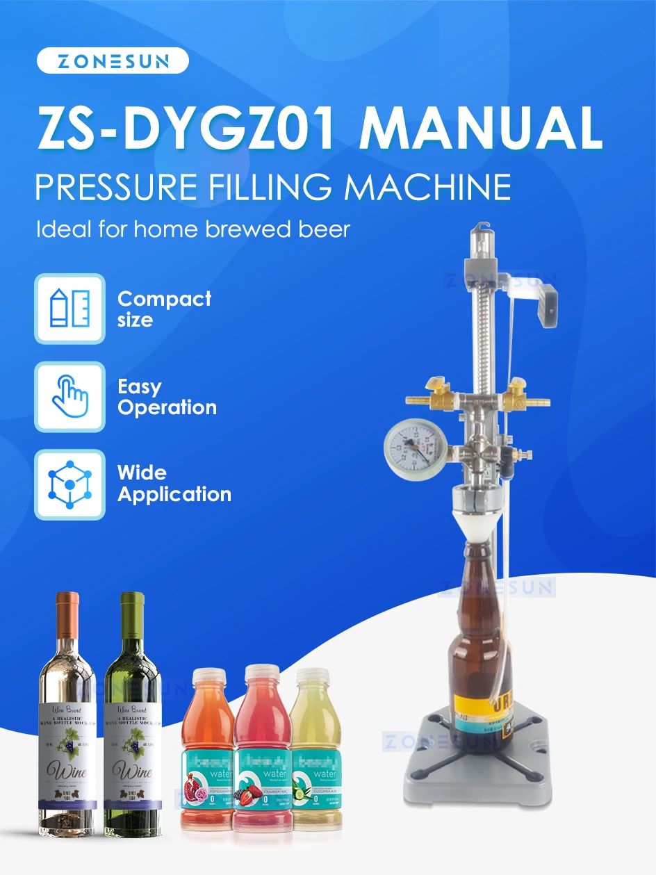 ZONESUN ZS-DYGZ01 Máquina de enchimento de líquido espumoso Equipressure manual