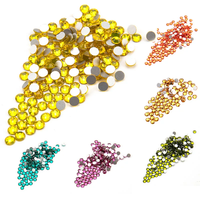 

SS12 Colors Glitter Strass Non-Hot Fix Rhinestones Crystal Glass Flatback in Bulk for DIY Nails Art Clothing Shoes Decorations