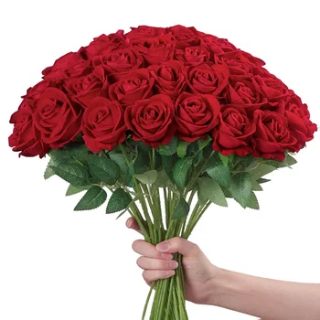 1~20pcs Artificial rose decoration Red rose Realistic artificial flowers Fake flowers Wedding dining table home decoration 1