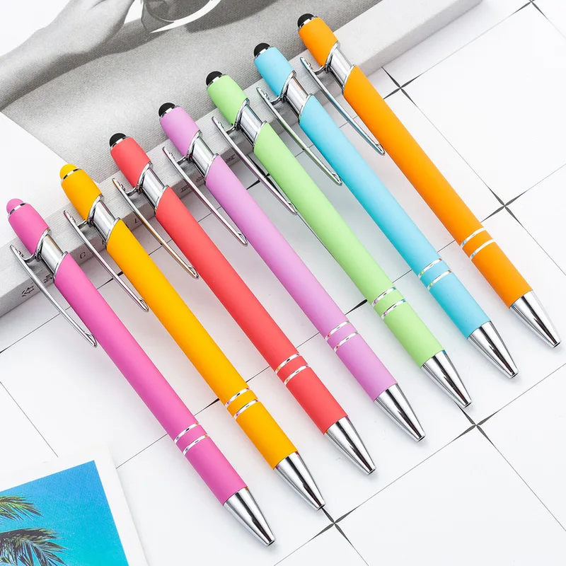 1pc Pen Spray Plastic Touch Screen Metal Ballpoint Pen Office School Writing Pen Engraved Name Private Laser Customized Logo Pen custom engraved metal pen business private order fountain pen commemorative gift boss teacher office school stationery