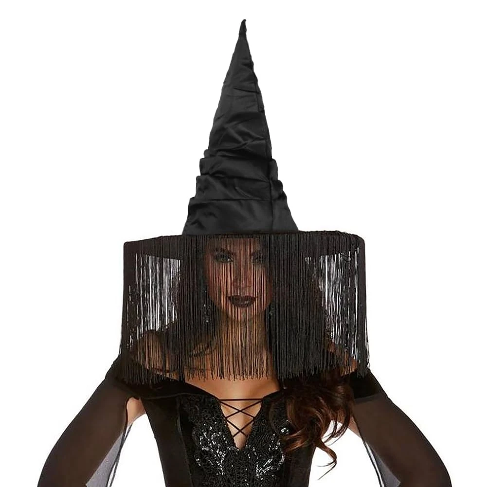 Chapeau De Sorcière Froncé - Halloween, Cosplay, Déguisement Magicien - Ajustable !