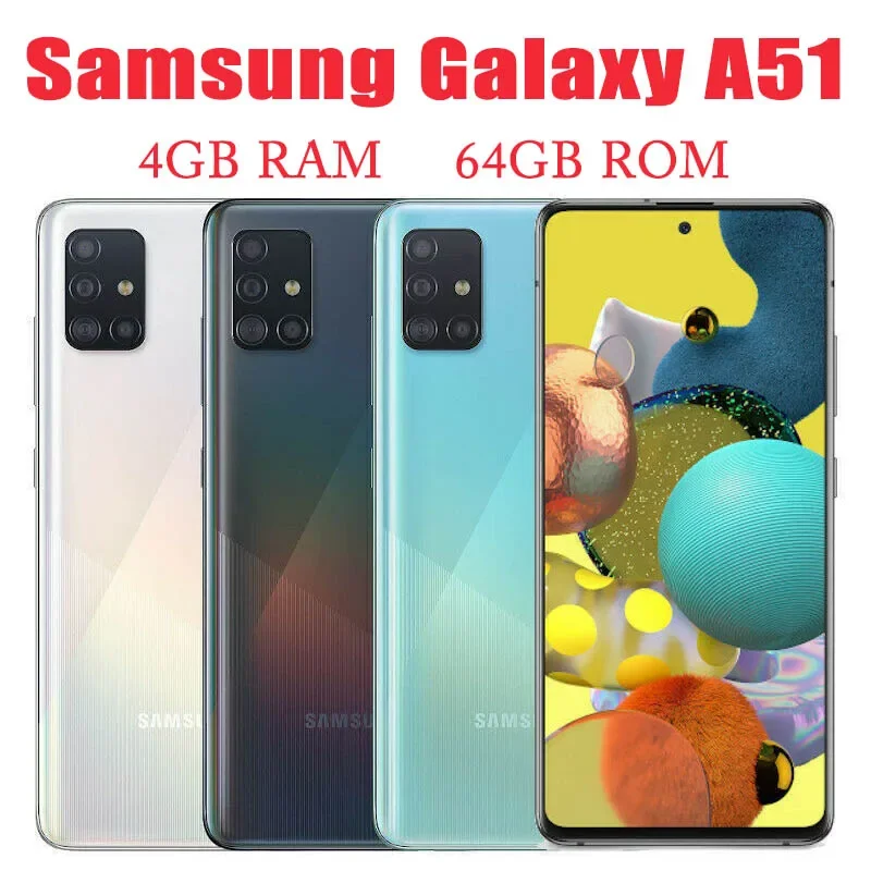 

Samsung Galaxy A51 A515F Mobile Octa Core Dual Sim 4GB+64GB Cell Phone 48MP 6.5'' NFC FM Android 10 Original Unlocked Smartphone