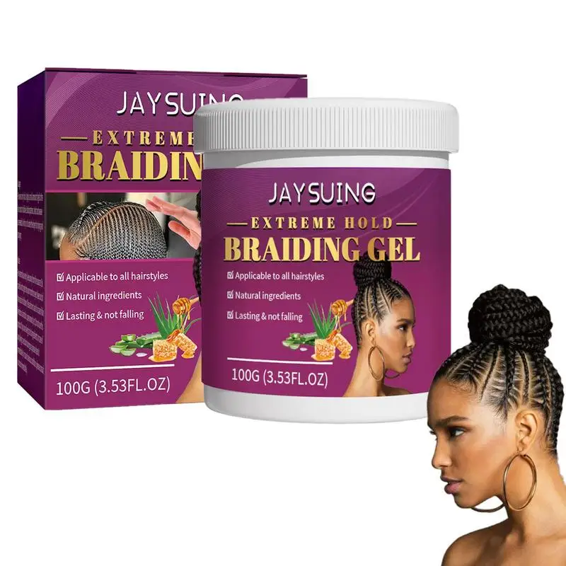 Braiding Gel Natural Hair Gel Strong Hold Styling Shining Wax For Braids Weaves Hairlines Hair