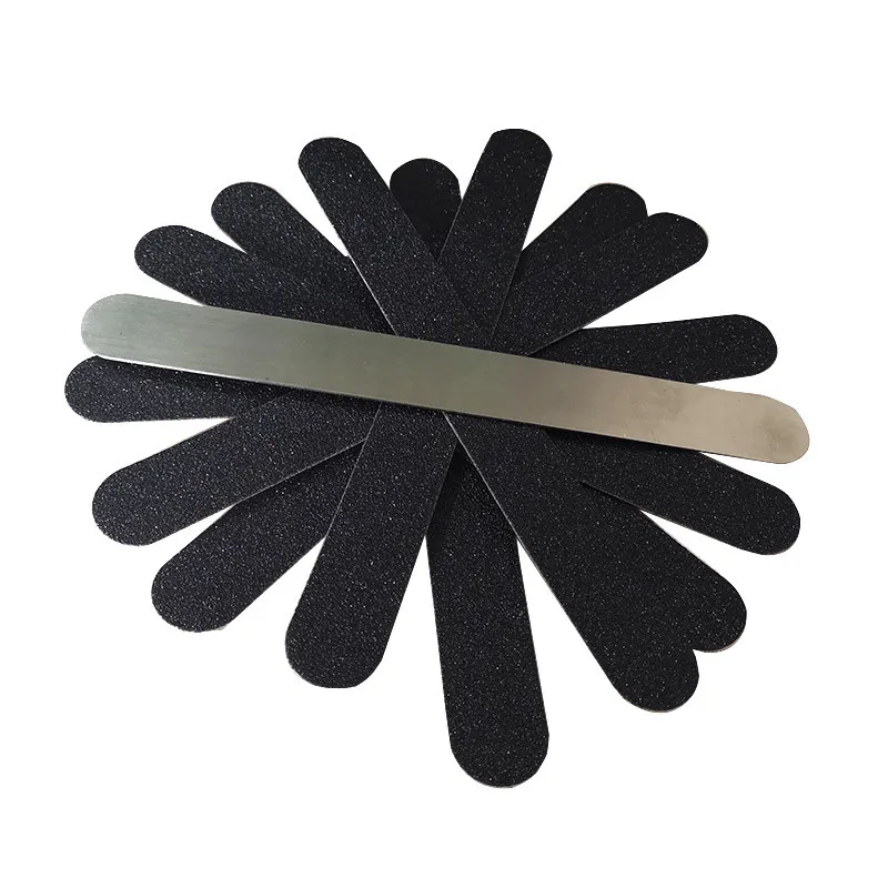 10pcs Double-sided Replacement Sand Paper Nail File With Metal Handle Nail Polish Sanding Buffer Strips Nail Polishing Manicure