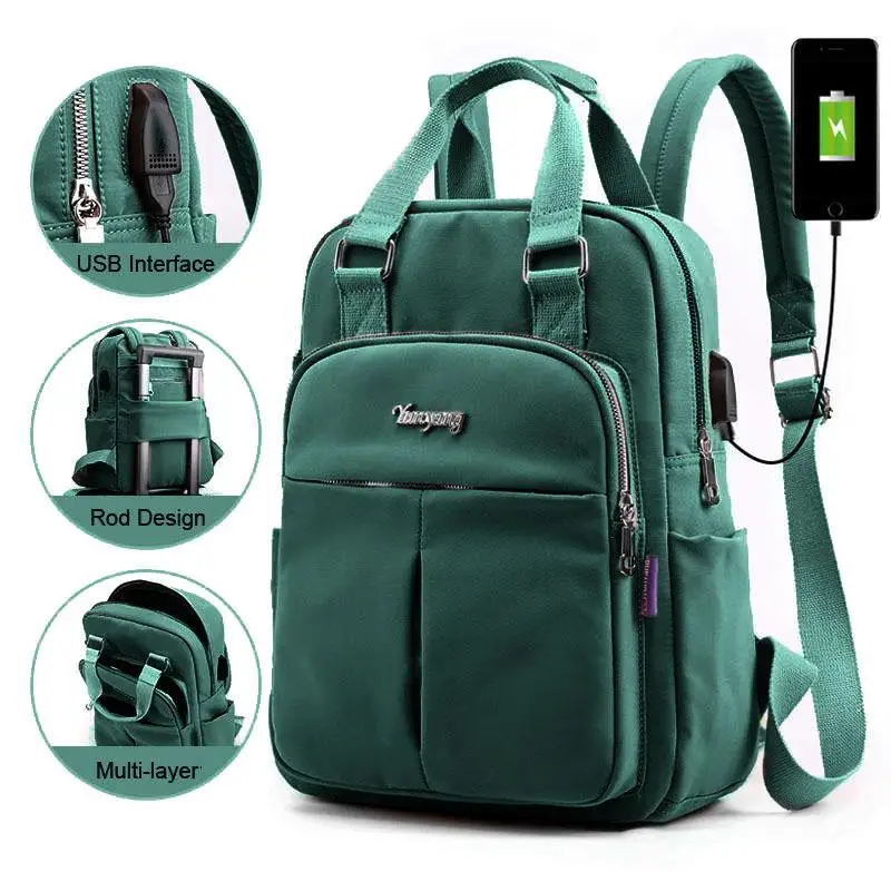 Waterproof Nylon Backpack For Women School Shoulder Bag Bagpack For