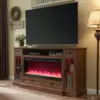 Fireplace TV Stand for 80 Inch TV, Farmhouse Entertainment Center with 42" Fireplace & LED Lights, Modern Media Console Table 6