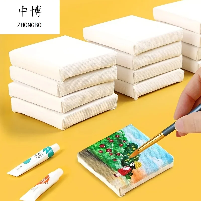 ZHONGBO 25Pcs 미니 사각형 캔버스 보드 초보자를위한 오일 수채화 미술 용품을위한 고품질 그림 캔버스 초보자를위한 예술 용품