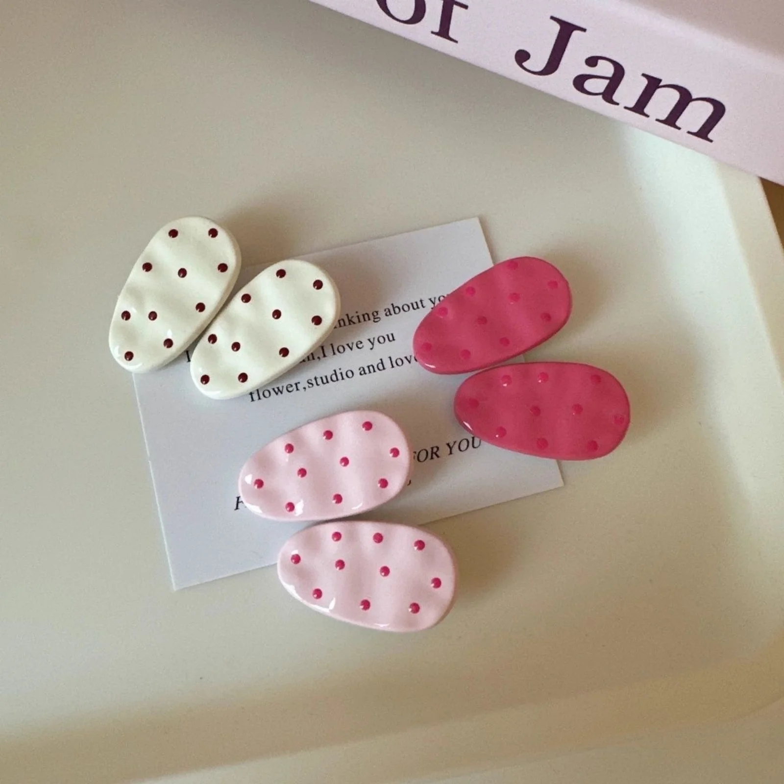 2PCS Cute Polka Dot Hair Clips Set, Colorful Oval Hairpins, Sweet Hair Accessories for Girls, Perfect for Daily Hairstyling