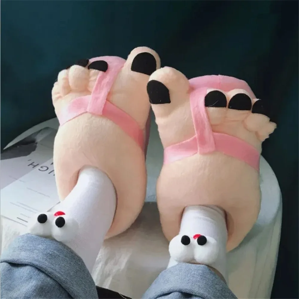 Men Women Winter Slippers Big Feet Creative Couples Funny Slippers House Slides Home Soft Warm Cotton Slider Slippers 3