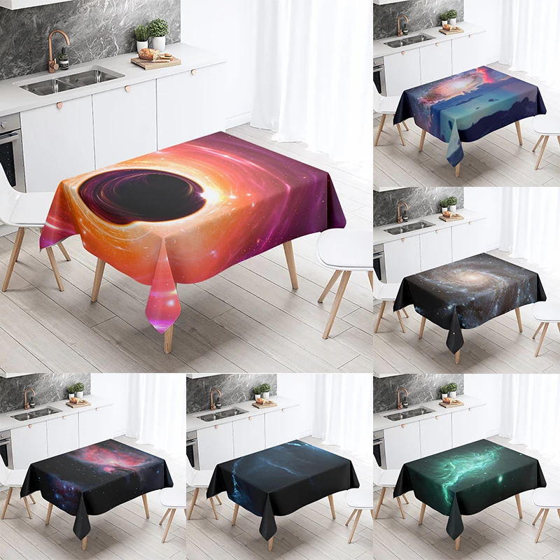 

Mysterious Fantasy Space Starry Planet Tablecloth Salon Party Restaurant Decoration Antifouling Waterproof Home Table