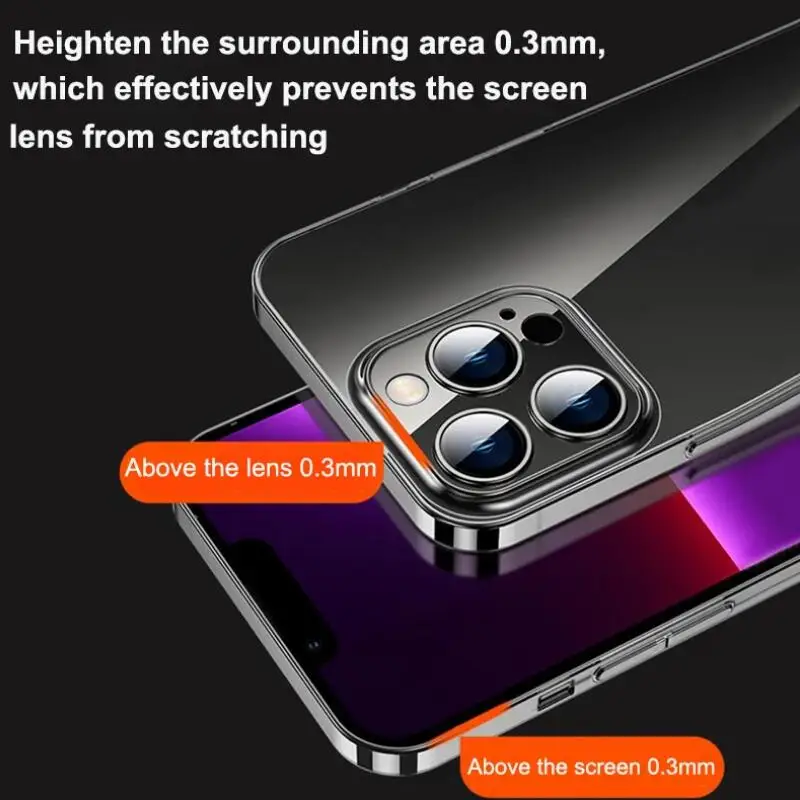 Ultra Thin PC Hard Crystal Clear Case For iPhone 15 14 Plus 13 12 11 Pro Max X XS XR Glossy Transparent Camera Protection Cover - Image 3