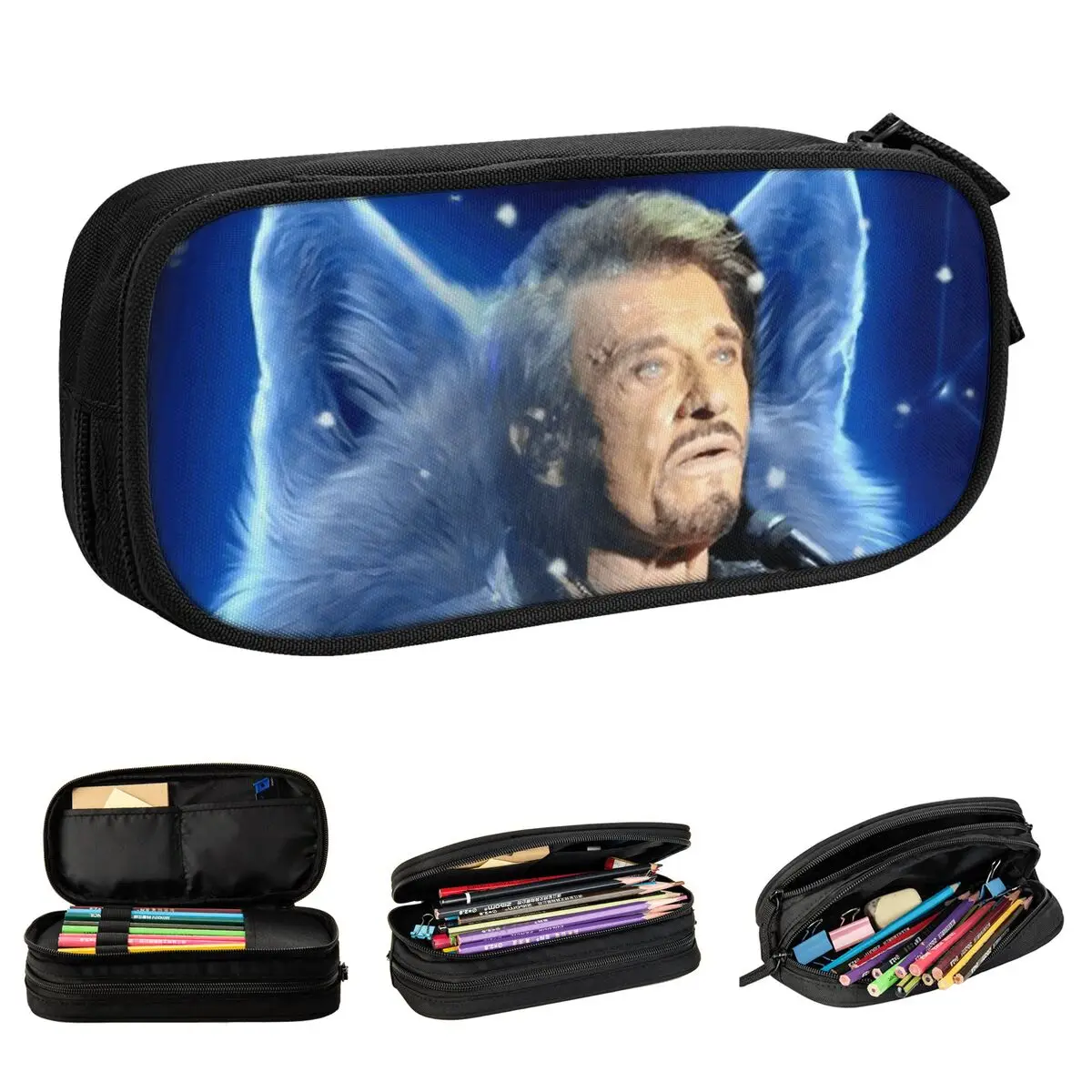 

Johnny Hallyday Wolf Pencil Cases Singer French France Pencilcases Pen Box Kids Big Capacity Bag School Supplies Accessories