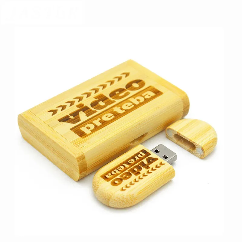 20 Pcs/Lot Wedding Custom USB Flash Drives Free Custom Logo Real Capacity Pen Drive Carbonized Bamboo Memory Stick 64GB U Disk