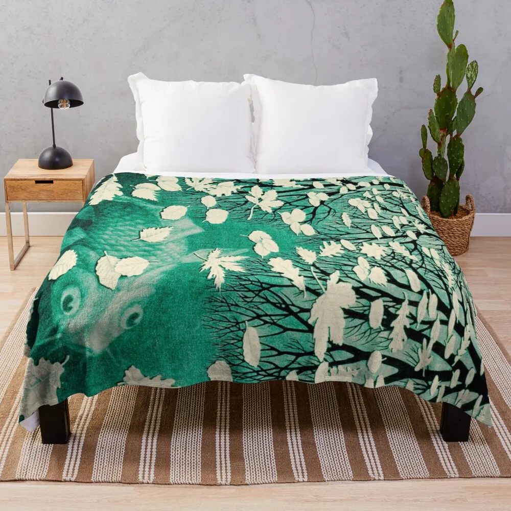 Mc Escher | Tre Mondi | Colorato Aqua | Coperte E Plaid Coperta Di Grandi Dimensioni Maglia Plaid Lavorato A Maglia Del Plaid Di Lusso Coperte E Plaid