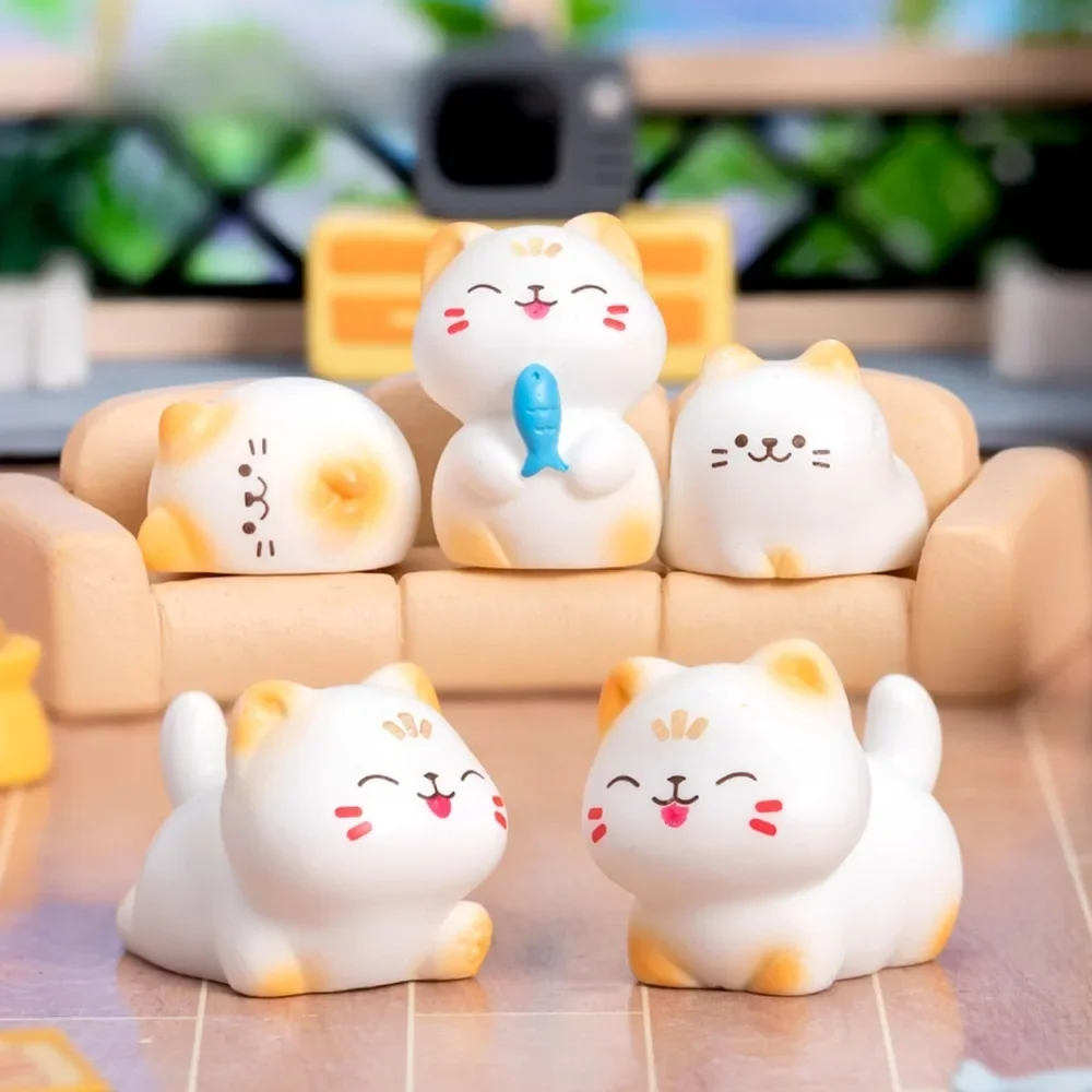 8pcs Mini Cats Ornament Fairy Garden Kitten Statue Gift Kids Children Baby Room Decoration Toys Miniature Figurines Home Decor 2