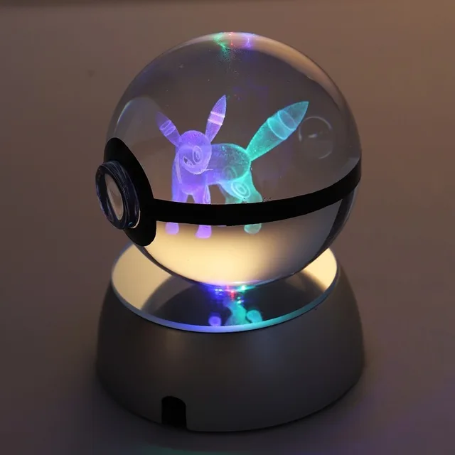 Anime Pokemon Go Ball K9 Crysal Poke Ball Pokeball with Crysal LED Light Base Toys for Kids Children Christmas Gifts Mew Mewtwo 3