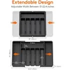 Black Ware Organizer Holder For Party Adjustable Utensil Tray For Drawers Expandable Cutlery Holder Kitchen Drawer Utensil Tray 4