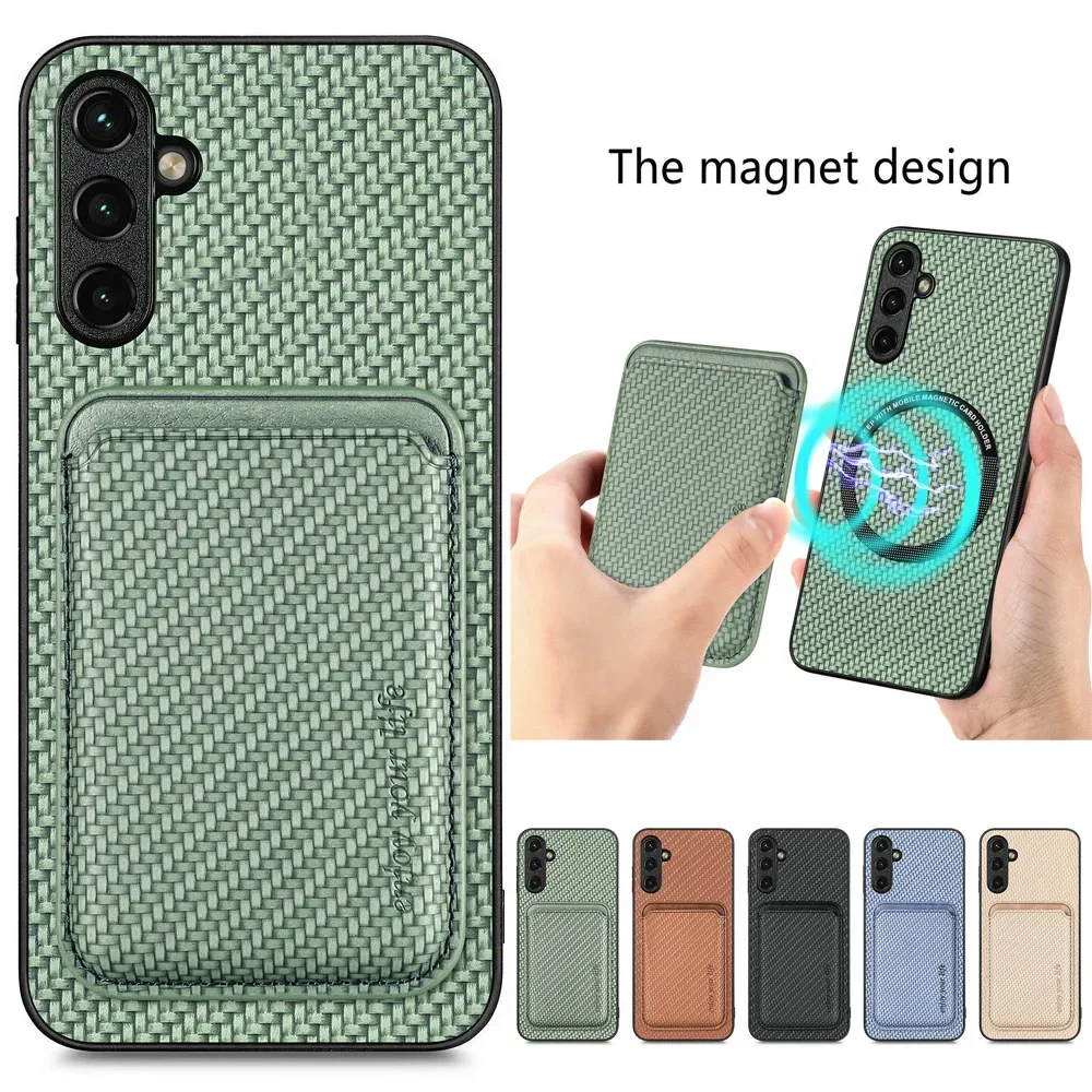 Leather Card Case with Detachable Magnetic Back Cover