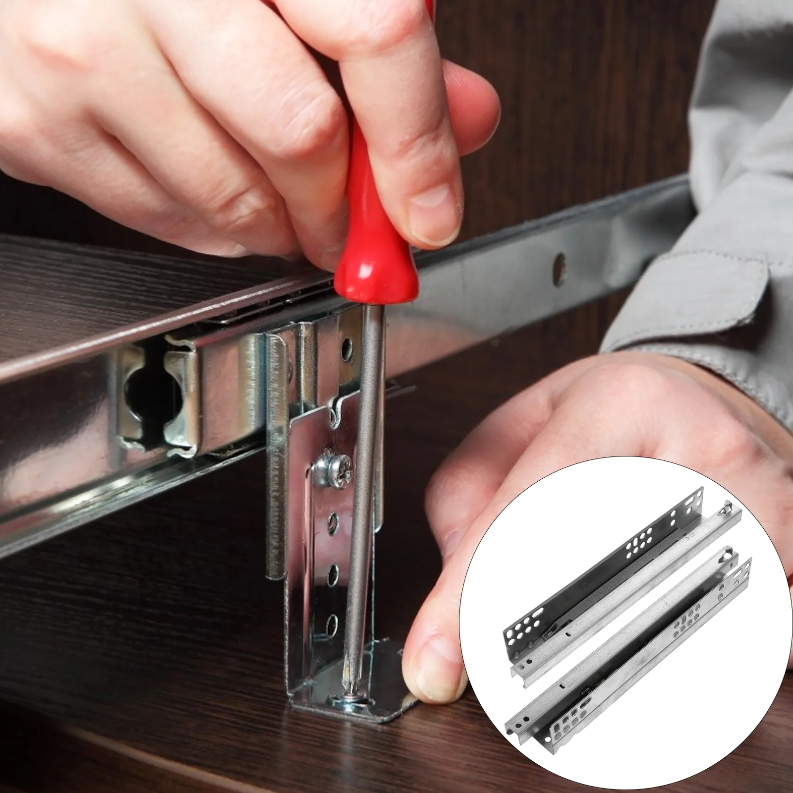 Drawer Slide Rails 2 Pcs Cold Rolled Steel Heavy Duty Silent Cabinet Slides Closet Tracks Hardware