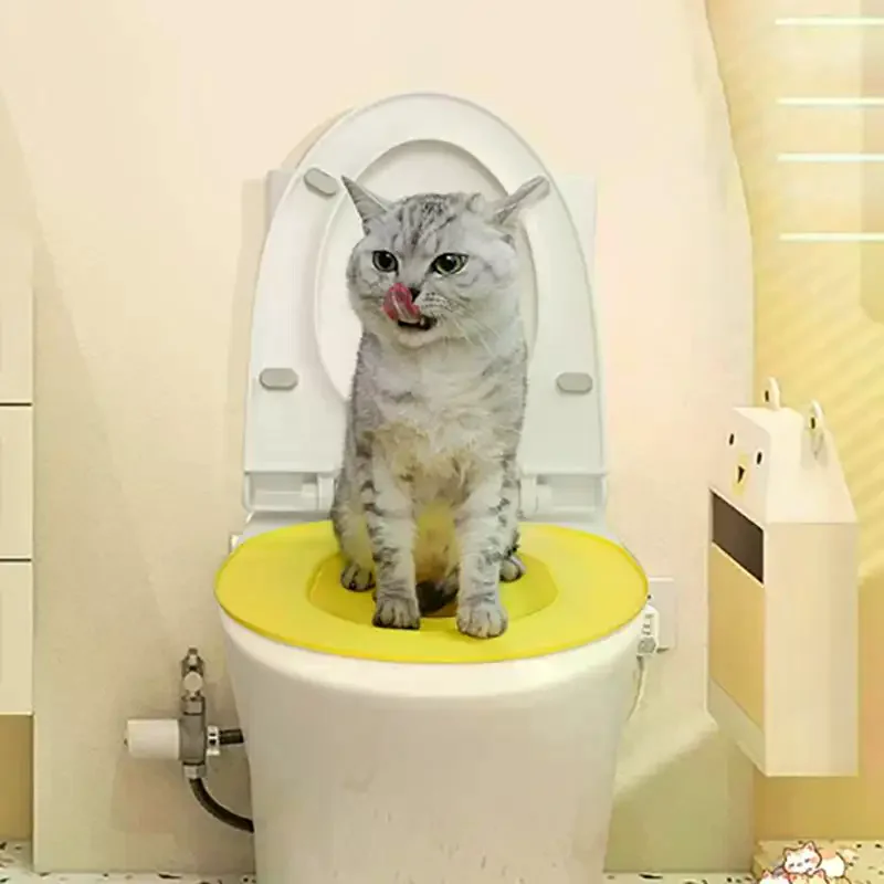 Sistema di Addestramento per Gatti al WC, Kit per Insegnare l'Uso del Lettiera, Sedile WC Riutilizzabile per Gatti, Strumento per l'Addestramento dei Gatti - immagine 2