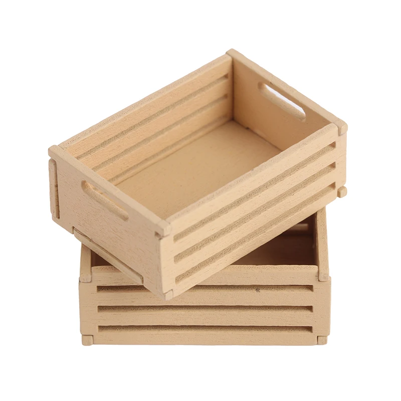 3/1Pcs 1:12 Dollhouse Miniature Furniture Kitchen Wood Vegetable Food Storage Box Basket Accessories Doll House Decorations Toys 6