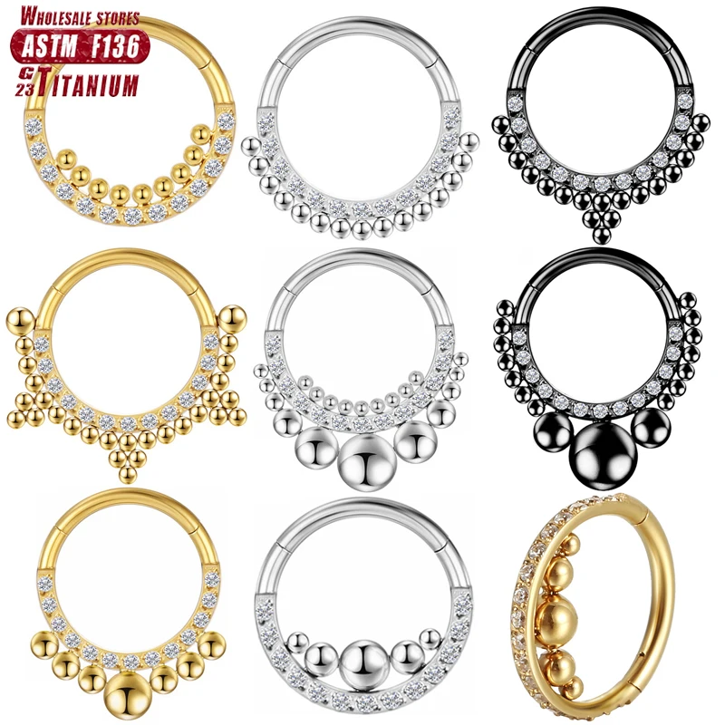 

G23 Titanium Flower Nose Rings Hoop Zircon Piercing Diaphragm Tragus Cartilage Ear Perforated Clicker Ladies Lip Body Jewelry