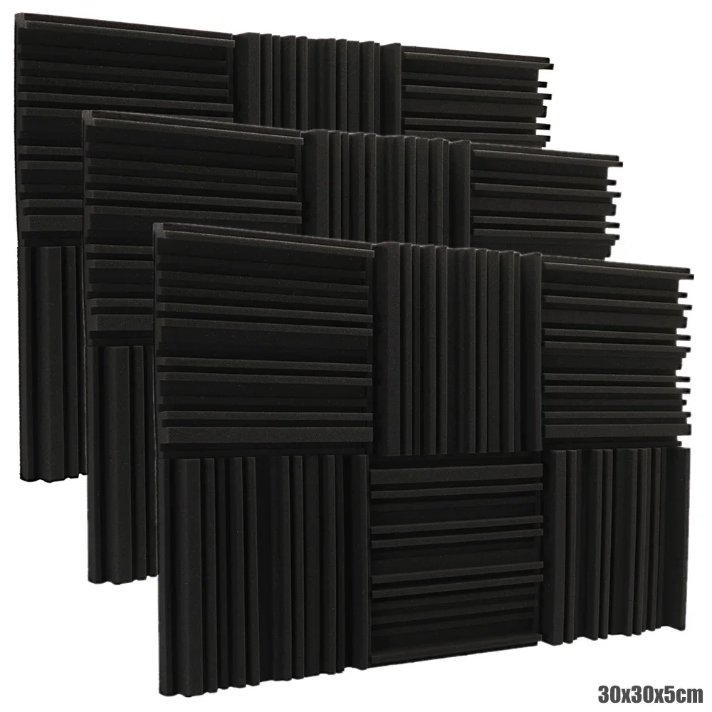 Studio Acoustic Foam Panels soundproof foam acoustic diffuser panels Soundproof Sponge Diffusers Drum Room Absorption Treatment Wall Sound Foam Pads with Tapes 12/24Pcs