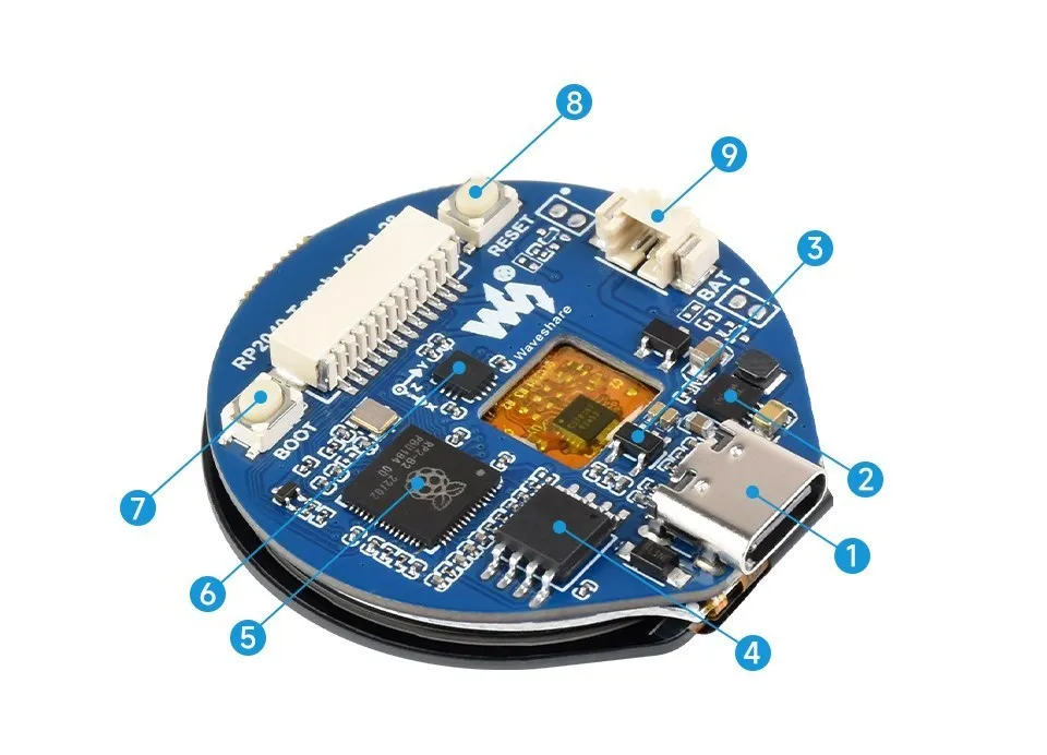 mcu placa com polegada redonda lcd rgb base em raspberry pi usb porta acelerômetro sensor giroscópio