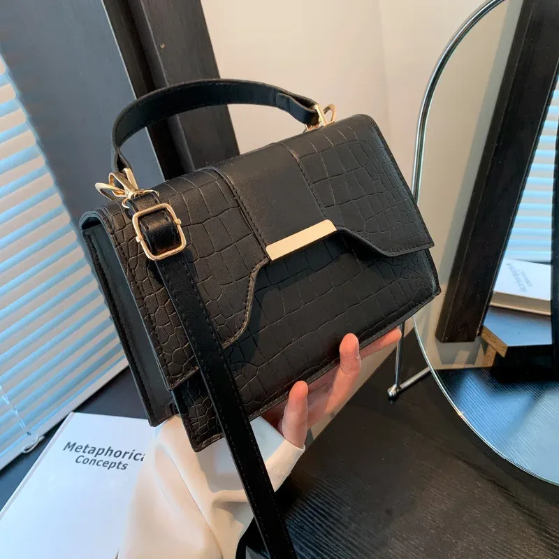 Fashionable Pure Color Simple Handbag Small Women's Shoulder Crossbody Bag Summer Trendy Lady's Compact Square Purse