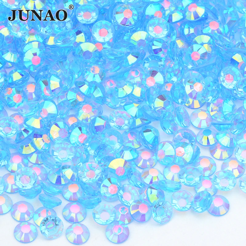 JUNAO Wholesale 2 3 4 5 6 mm Transparent Resin Rhinestone Bulk Flatback Strass Diamond Non Hot Fix Crystal Stones for DIY Crafts Garment Hooks