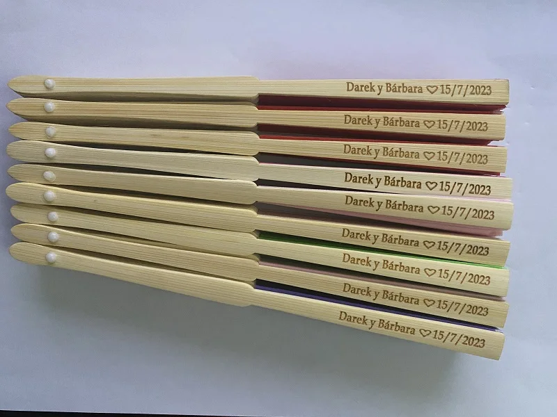 25pcs Personalized Engraved Silk Hand Fan Wedding Fold Fan Vintage Fans Wedding Favor